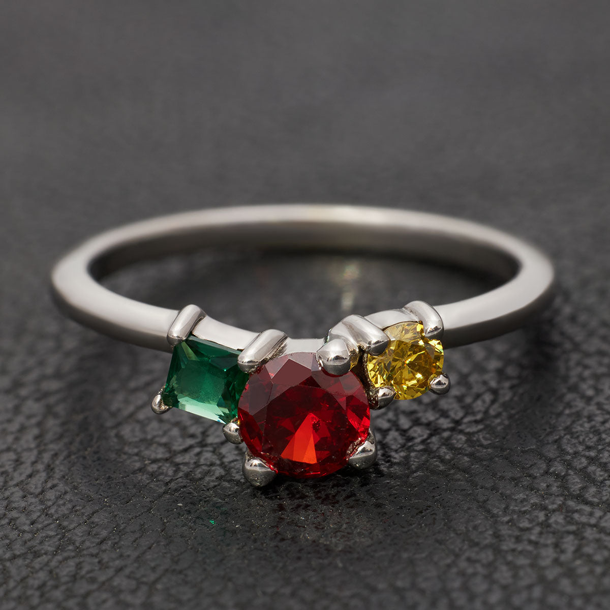 3 Birthstones Mothers Ring