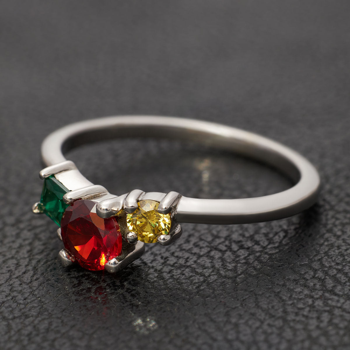 3 Birthstones Mothers Ring