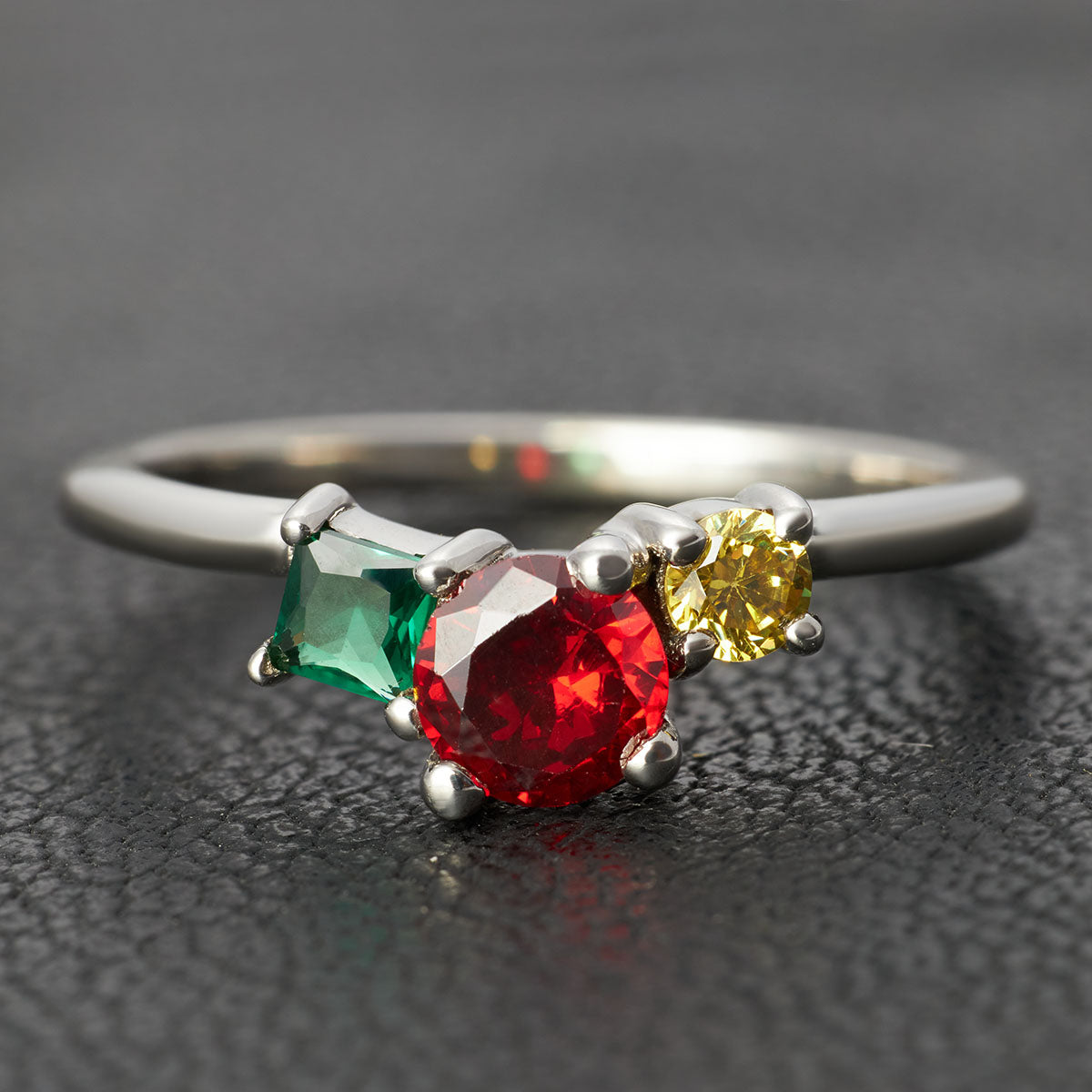 3 Birthstones Mothers Ring
