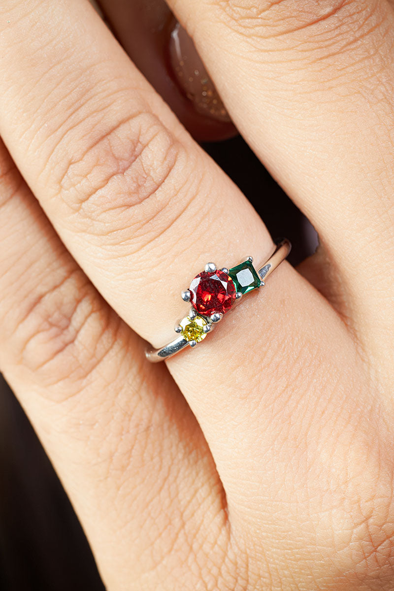3 Birthstones Mothers Ring