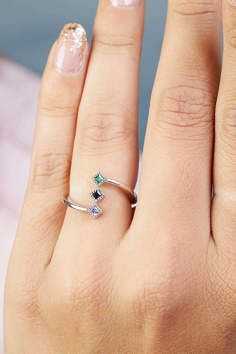 3 Birthstone Mothers Ring Mother's Day Jewelry Gift for Mom