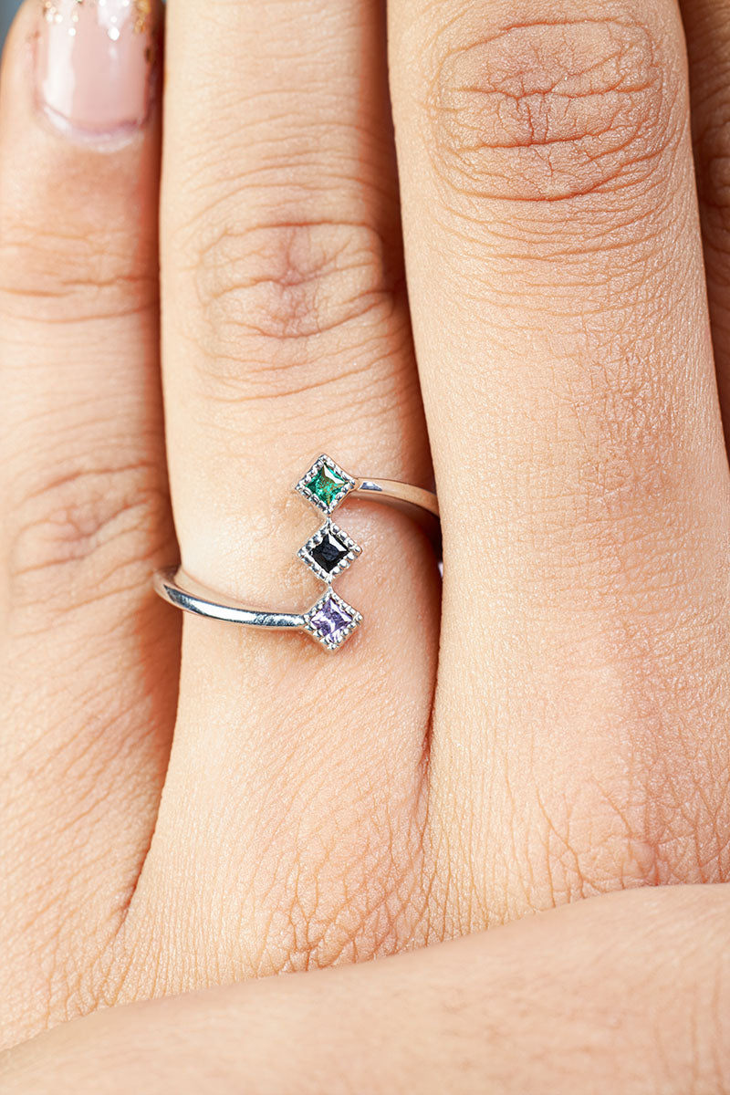 3 Birthstone Mothers Ring Mother's Day Jewelry Gift for Mom