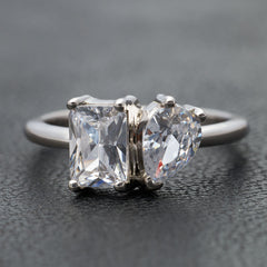 Diamond Toi Et Moi Engagement Ring Radiant & Pear Cut 2 Stone