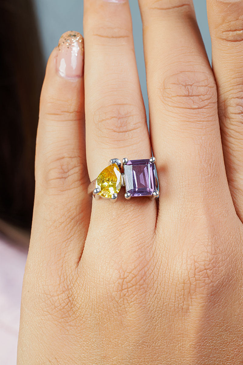 2 Stone Toi Et Moi Engagement Ring Birthstones You and Me Ring