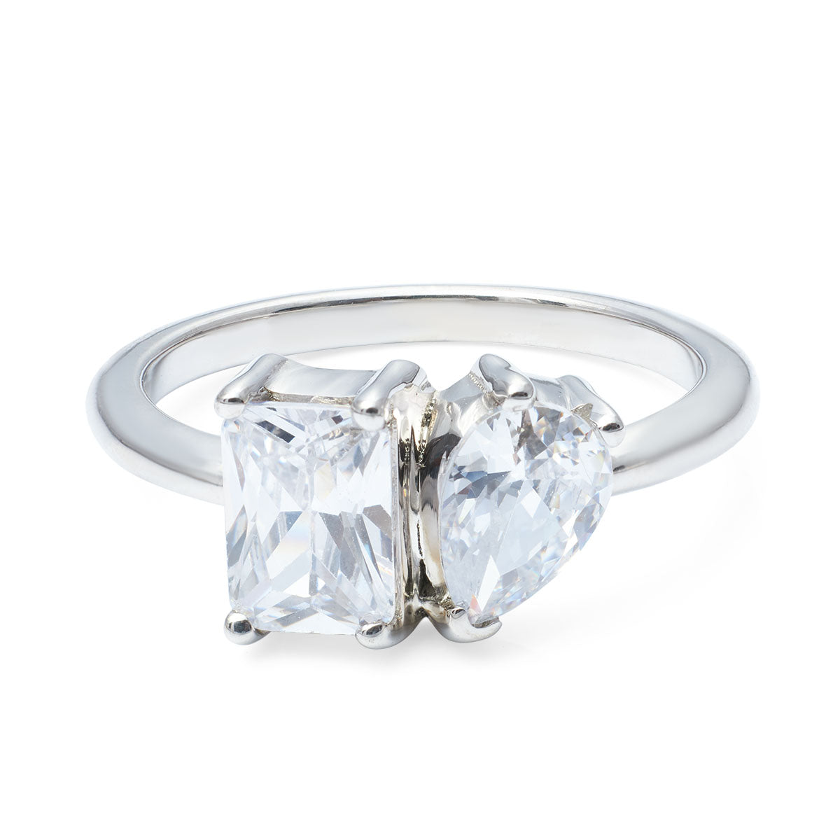 Diamond Toi Et Moi Engagement Ring Radiant & Pear Cut 2 Stone