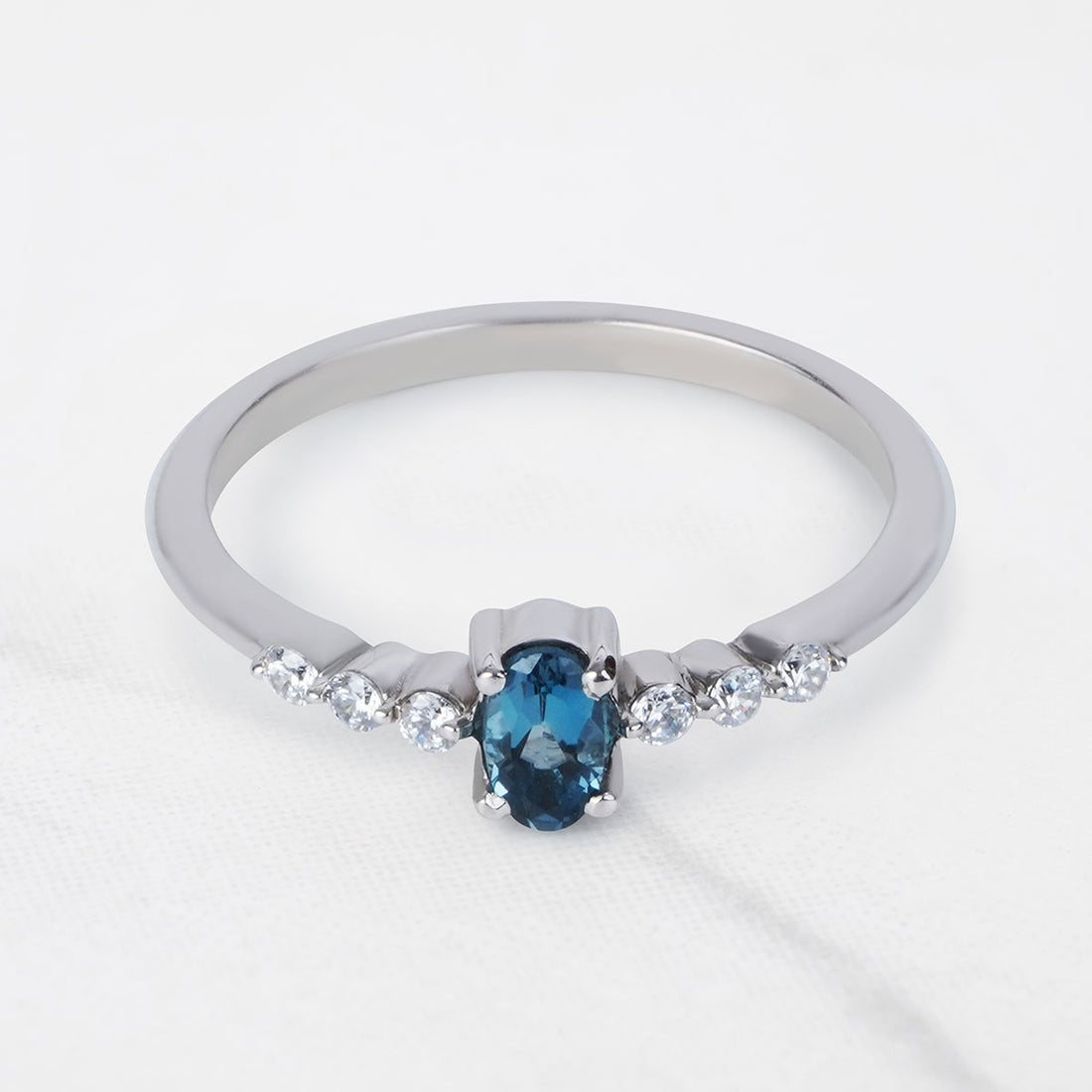 London Blue Topaz Ring Oval Cut Engagement Ring White Gold