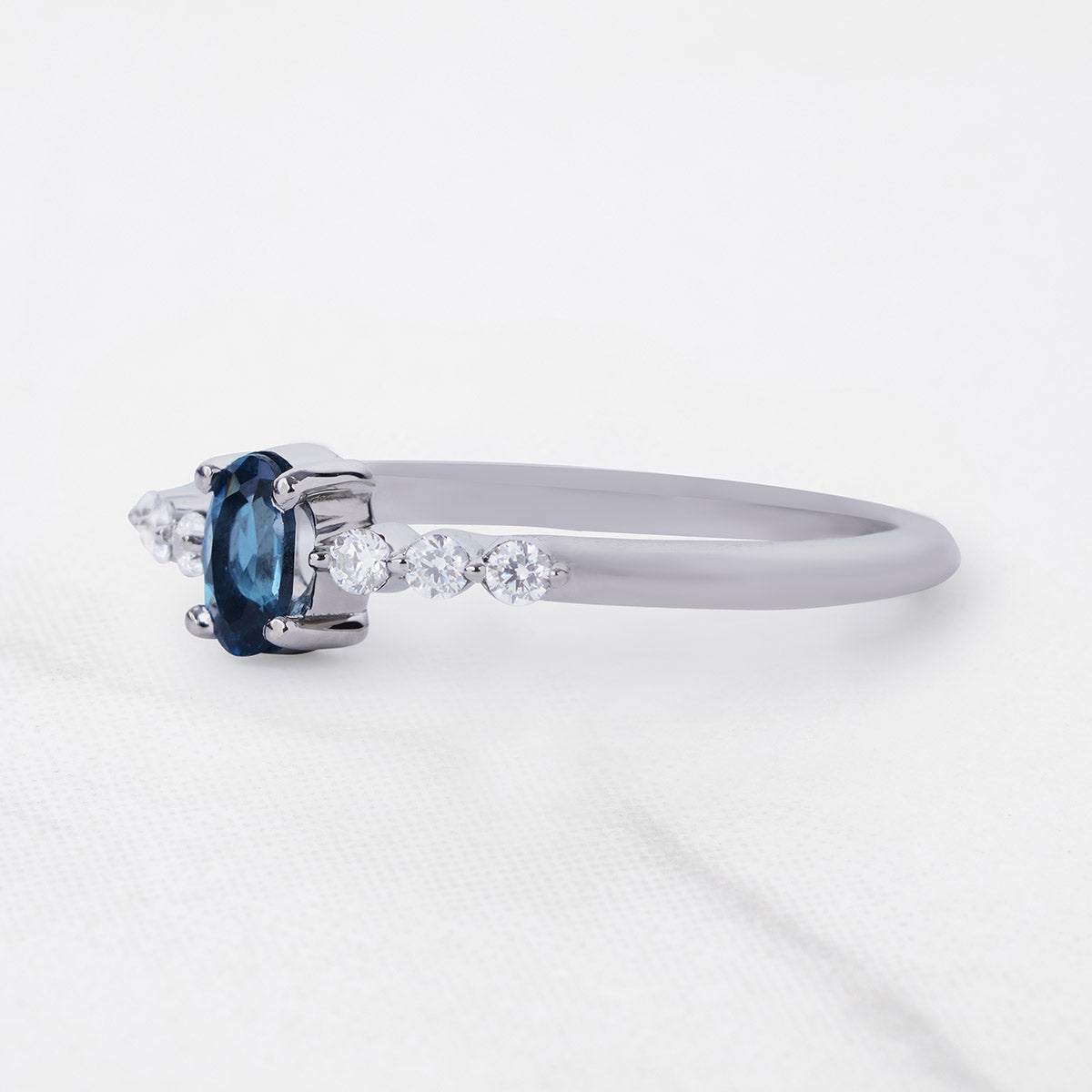 London Blue Topaz Ring Oval Cut Engagement Ring White Gold