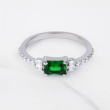 Synthetic Emerald Ring Minimalist Promise Engagement Rings