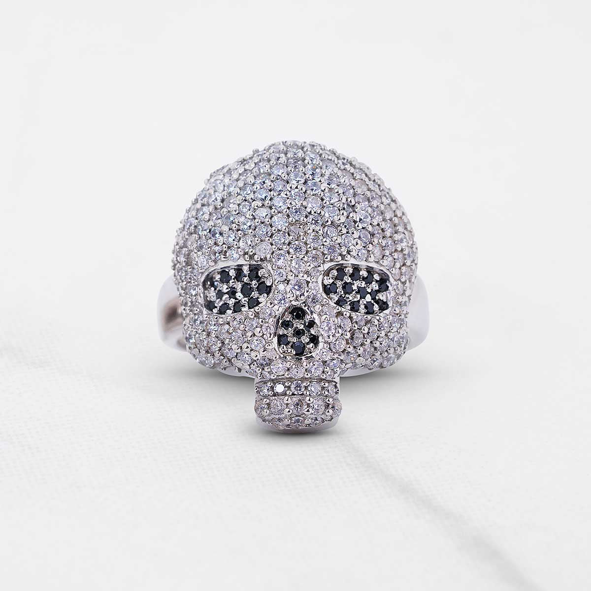 Iced Out Sugar Skull Couple Rings Gothic Wedding Ring Set His and Her