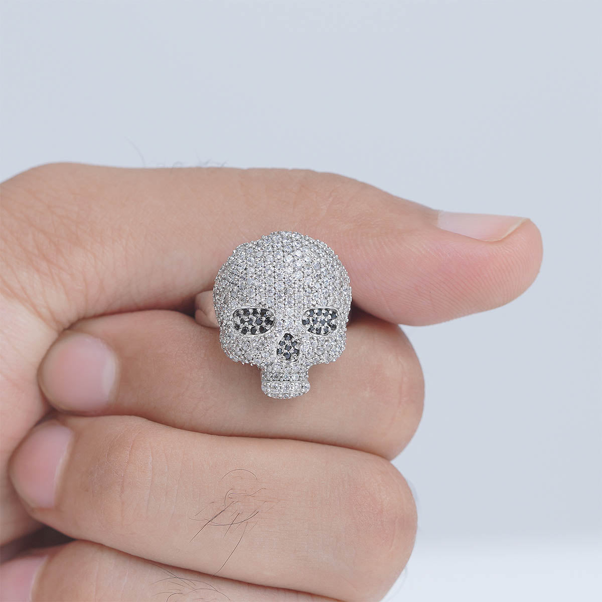 Iced Out Sugar Skull Couple Rings Gothic Wedding Ring Set His and Her