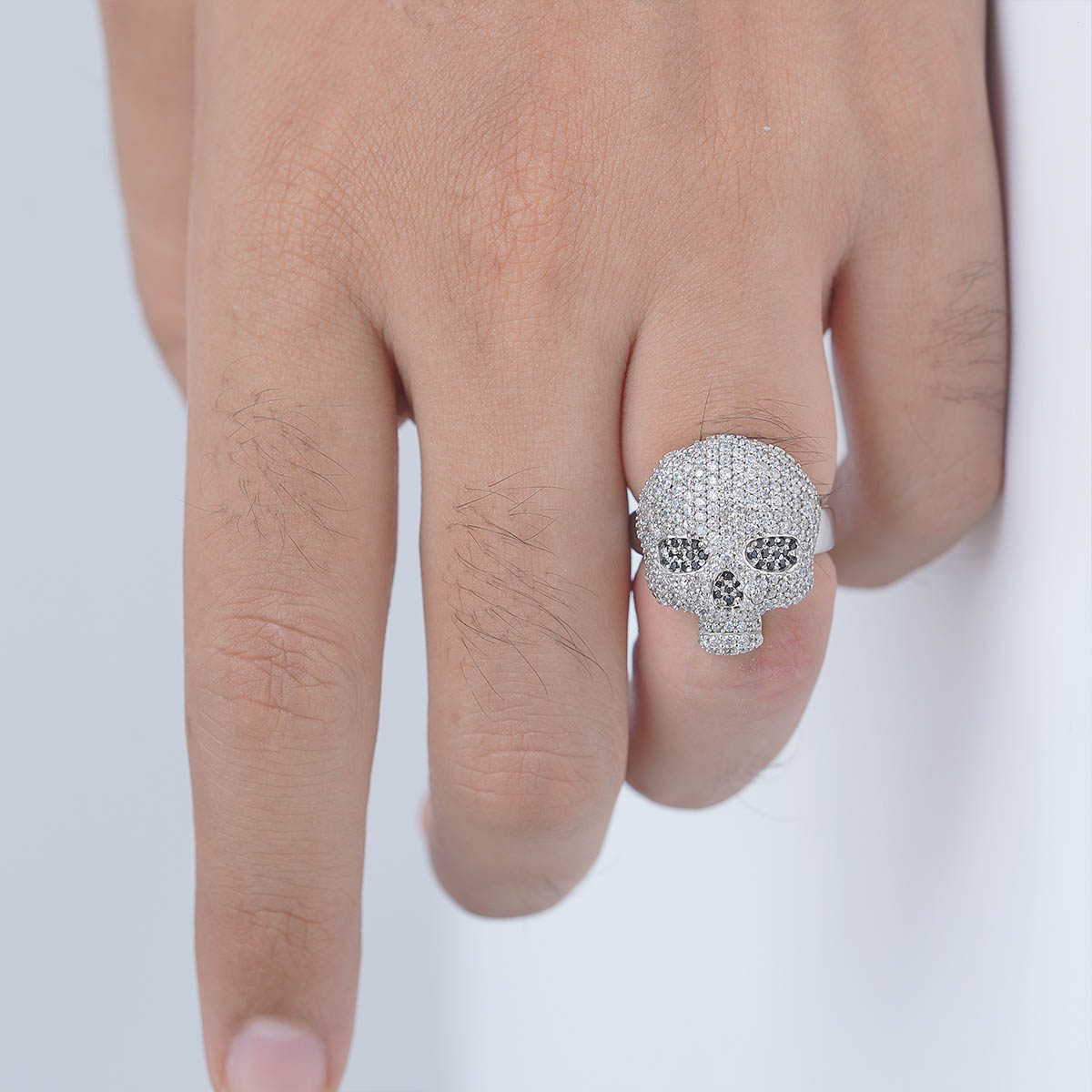 Iced Out Sugar Skull Couple Rings Gothic Wedding Ring Set His and Her