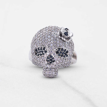 Calavera Skull Ring Moissanite Iced Out Day of the Dead Jewelry