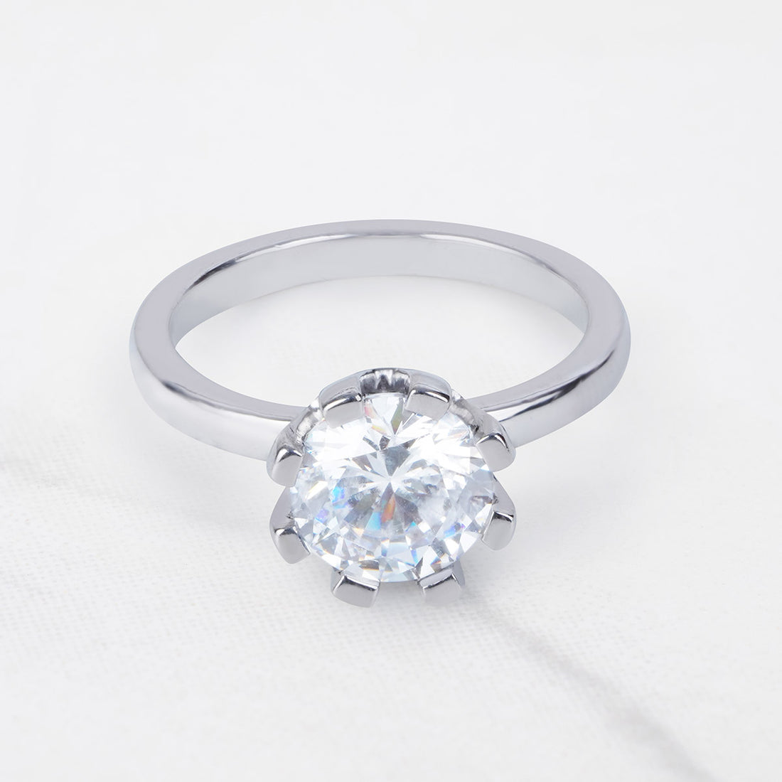 8mm Round 2ct AAA CZ Solitaire Engagement Ring Basket Setting