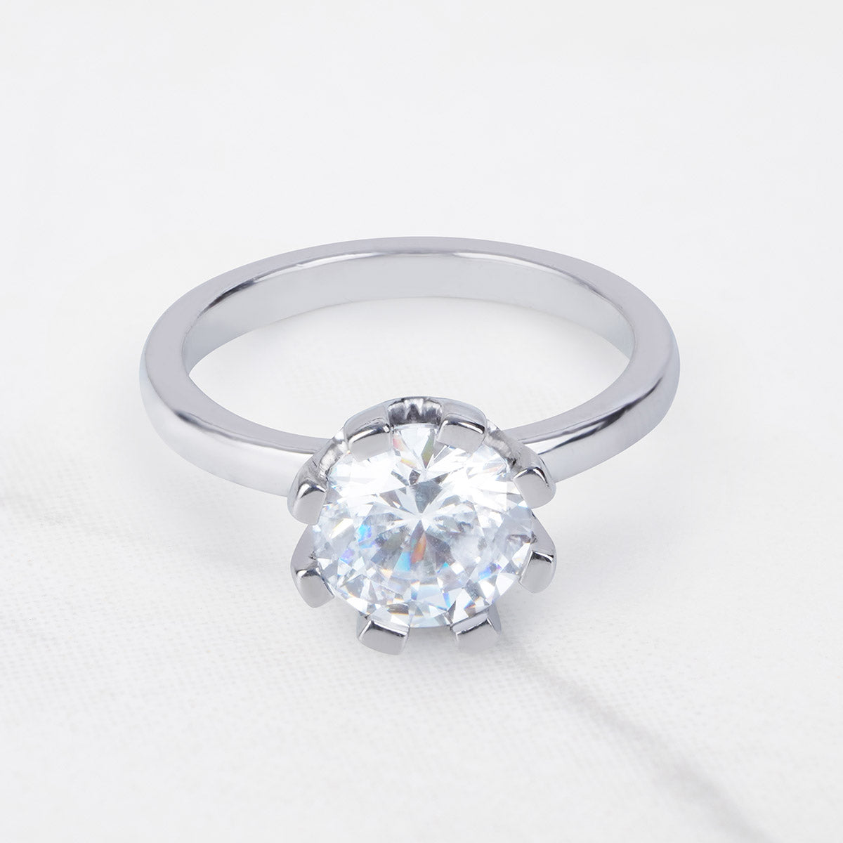 8mm Round 2ct AAA CZ Solitaire Engagement Ring Basket Setting