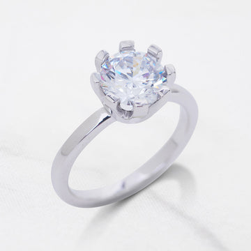 8mm Round 2ct AAA CZ Solitaire Engagement Ring Basket Setting