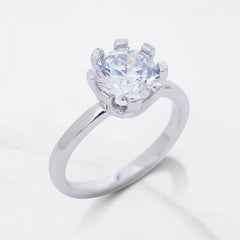 8mm Round 2ct AAA CZ Solitaire Engagement Ring Basket Setting