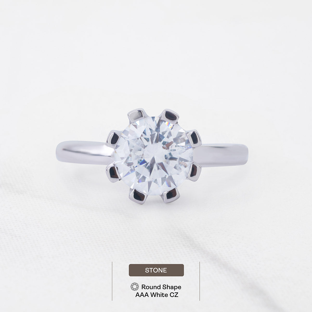 8mm Round 2ct AAA CZ Solitaire Engagement Ring Basket Setting