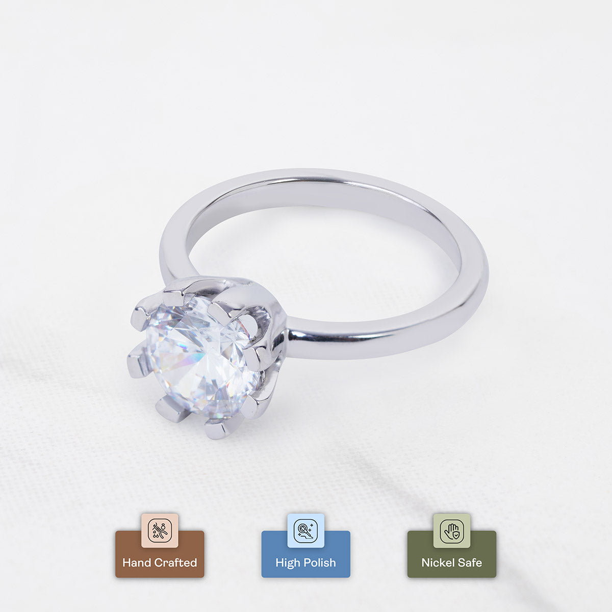 8mm Round 2ct AAA CZ Solitaire Engagement Ring Basket Setting
