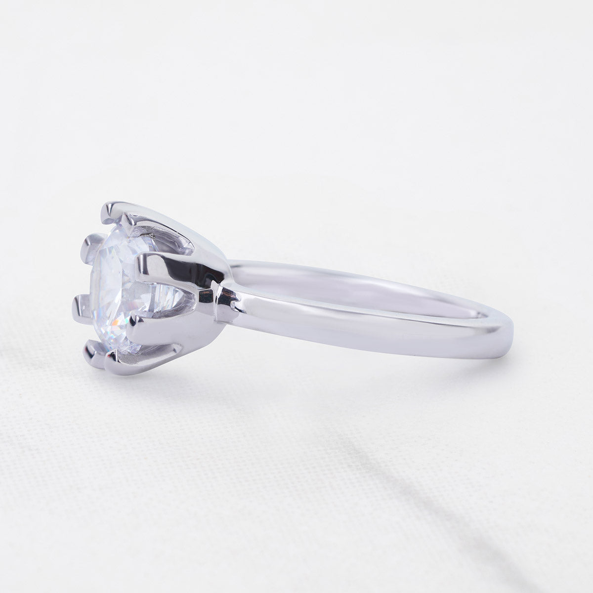 8mm Round 2ct AAA CZ Solitaire Engagement Ring Basket Setting