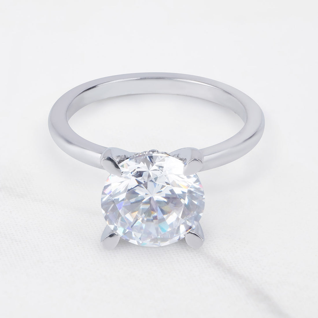3CT Solitaire Engagement Ring Hidden Halo 9mm Round 4 Claw