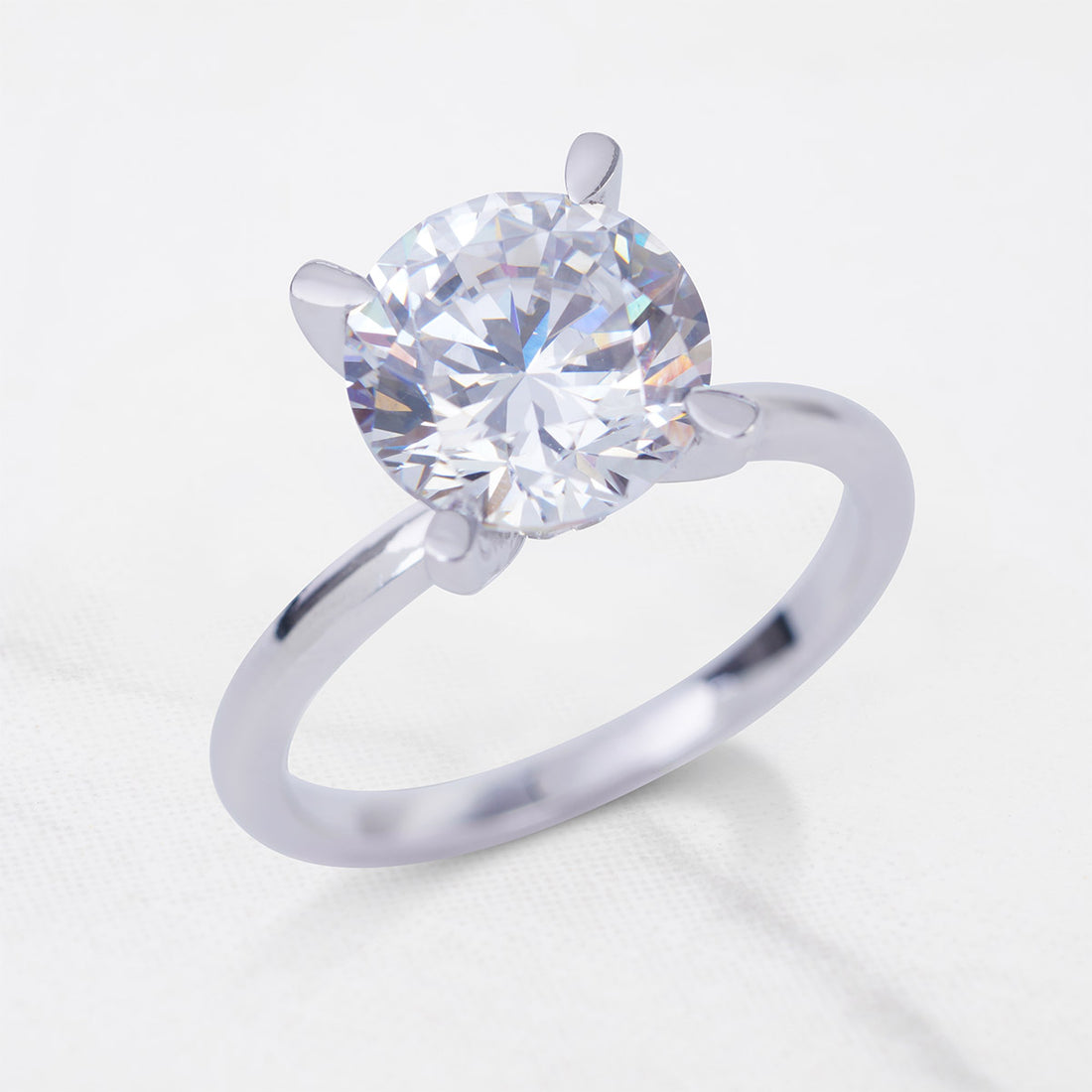 3CT Solitaire Engagement Ring Hidden Halo 9mm Round 4 Claw
