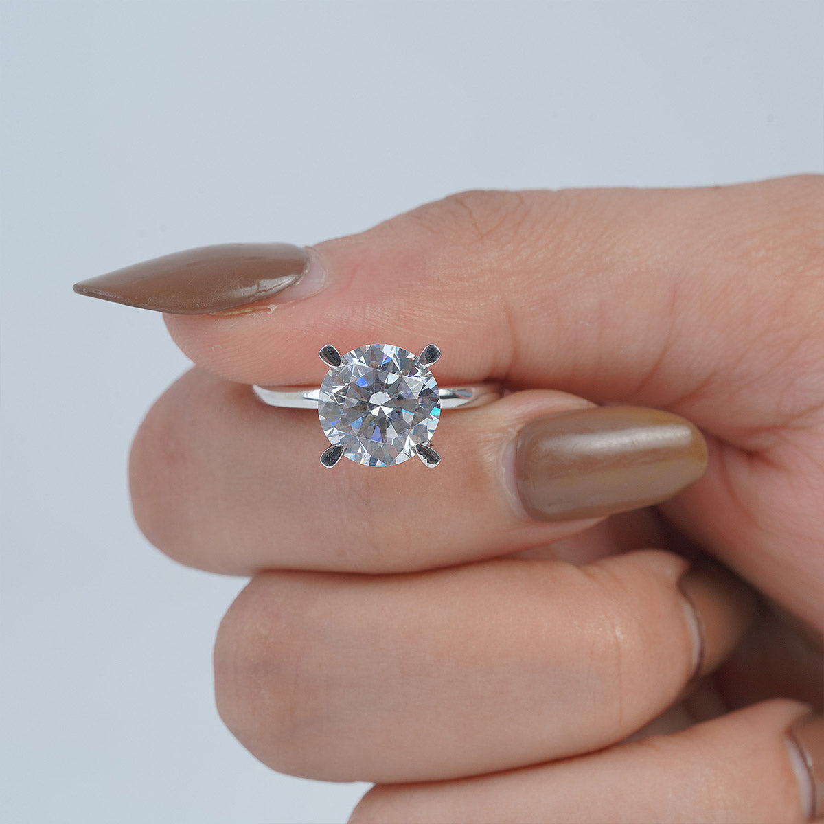 3CT Solitaire Engagement Ring Hidden Halo 9mm Round 4 Claw