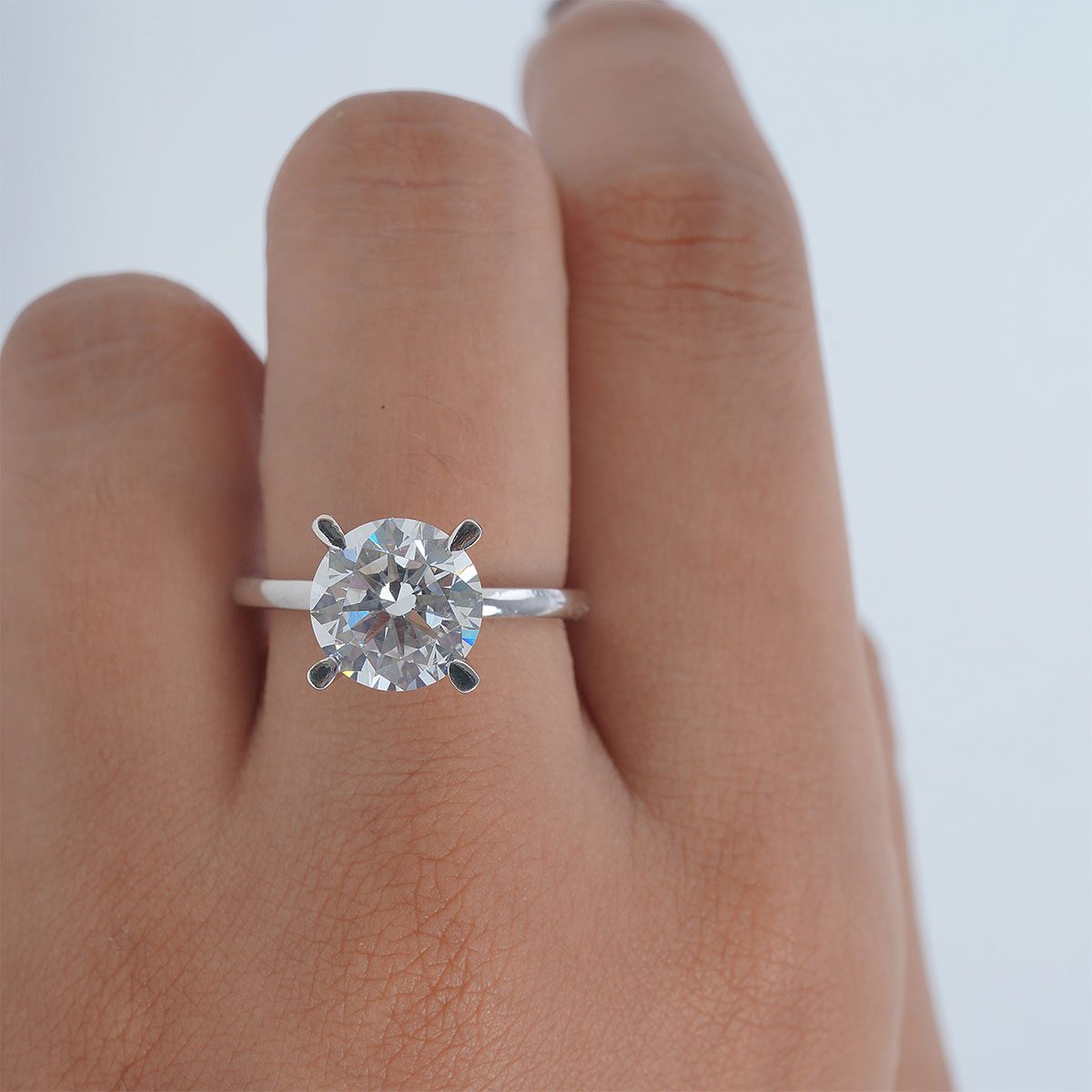 3CT Solitaire Engagement Ring Hidden Halo 9mm Round 4 Claw
