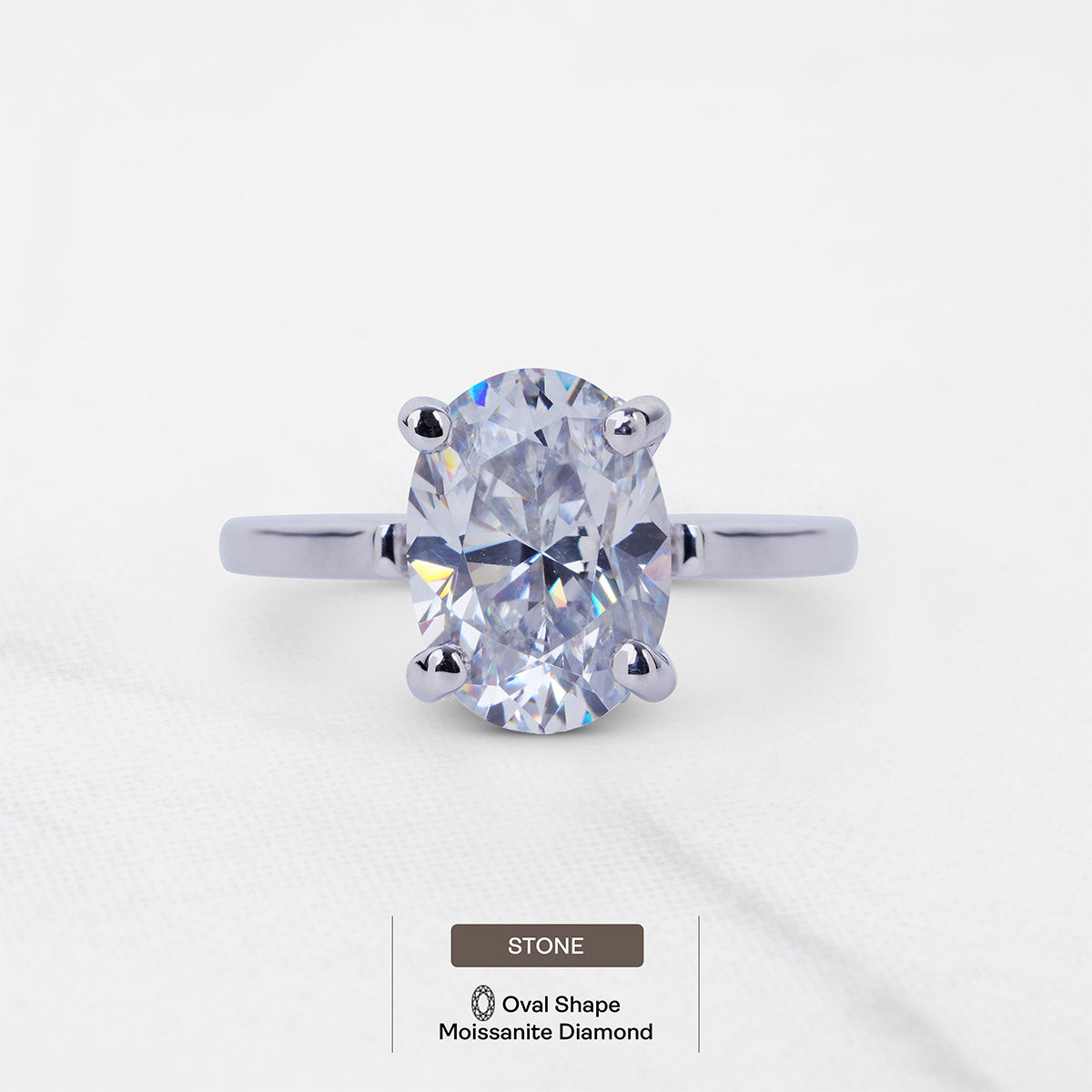 3.50CT Oval Moissanite Ring Solitaire Engagement Ring for Her