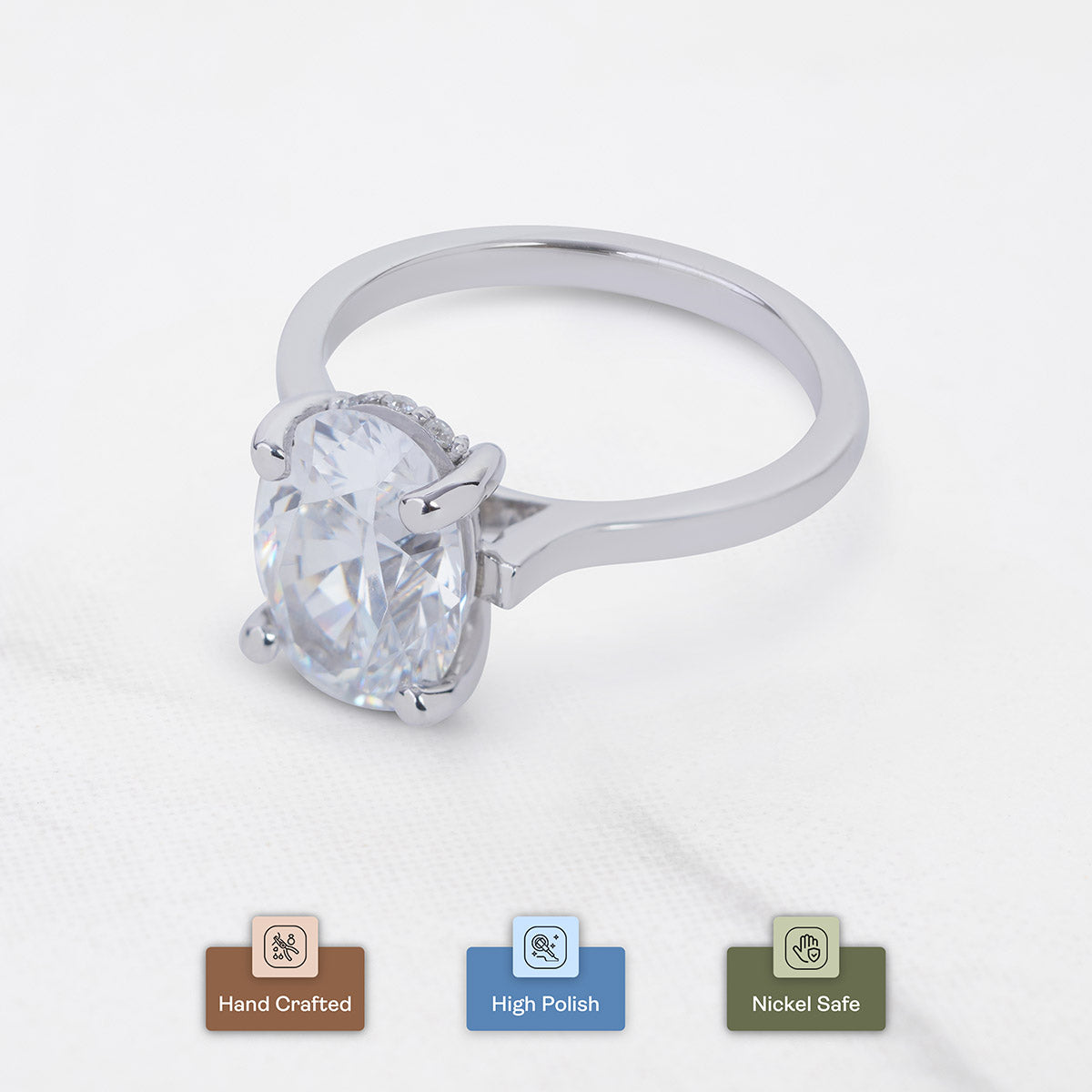 3.5ct Diamond Engagement Ring Oval Cut Solitaire Wedding Ring
