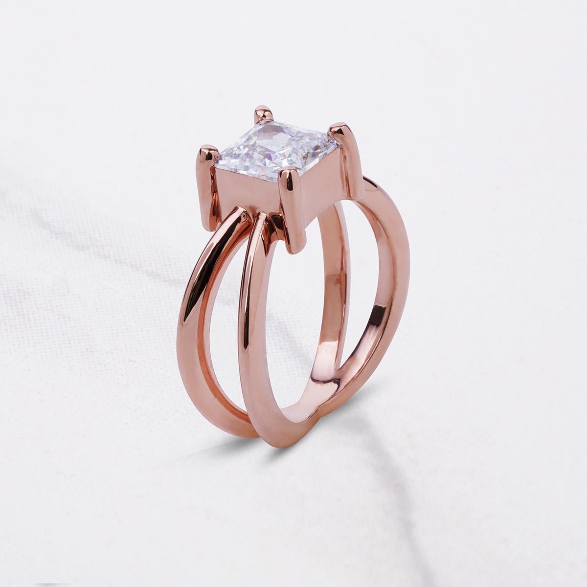 Princess Cut Moissanite Engagement Ring Criss Cross X Design