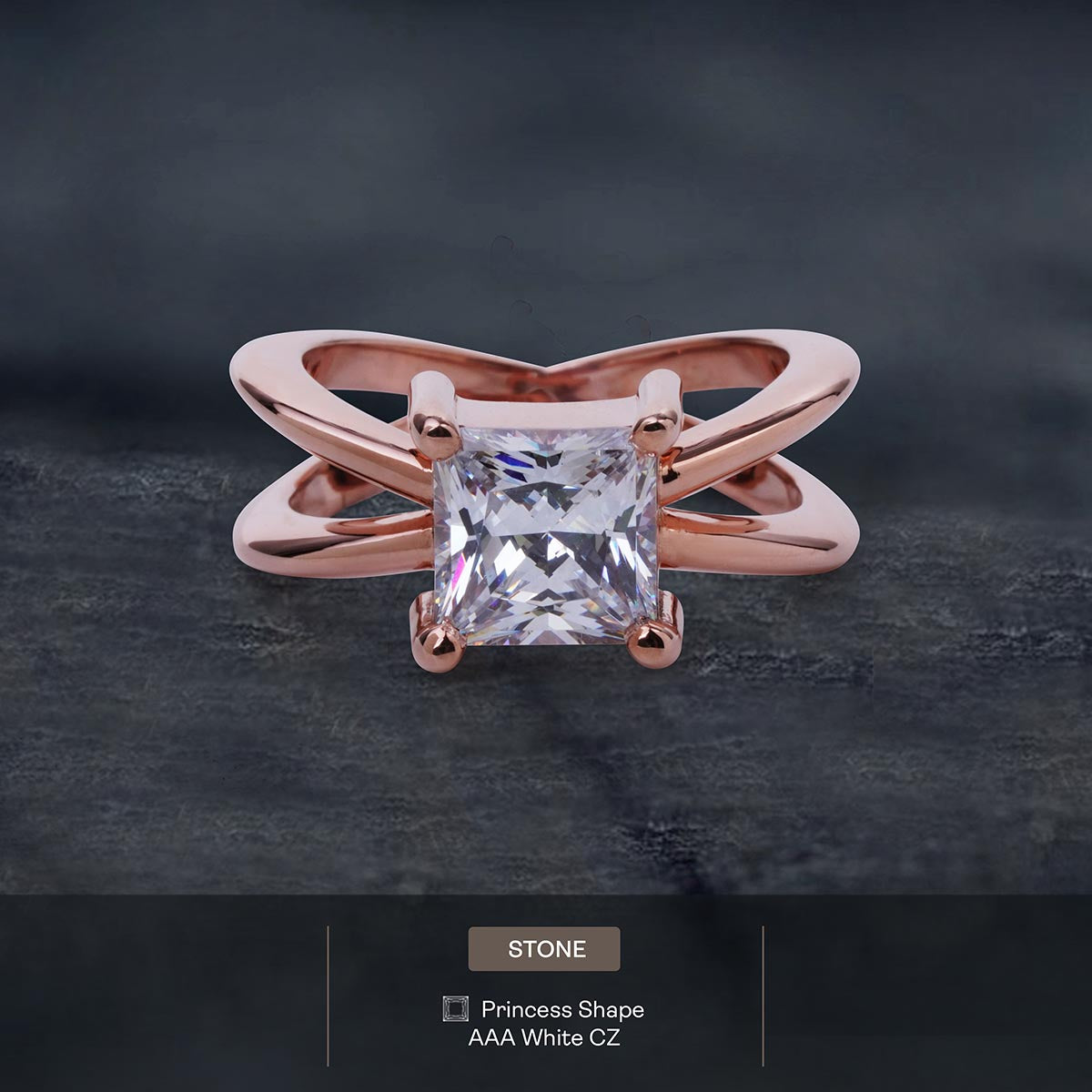 2CT Princess Cut Diamond Engagement Ring Criss Cross X Ring