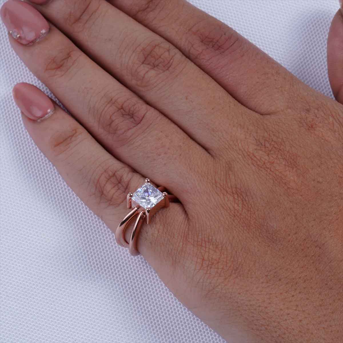 2CT Princess Cut Diamond Engagement Ring Criss Cross X Ring