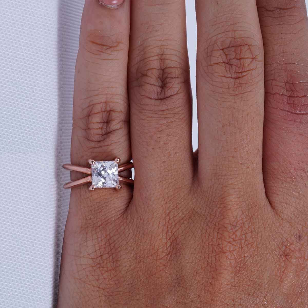 2CT Princess Cut Diamond Engagement Ring Criss Cross X Ring