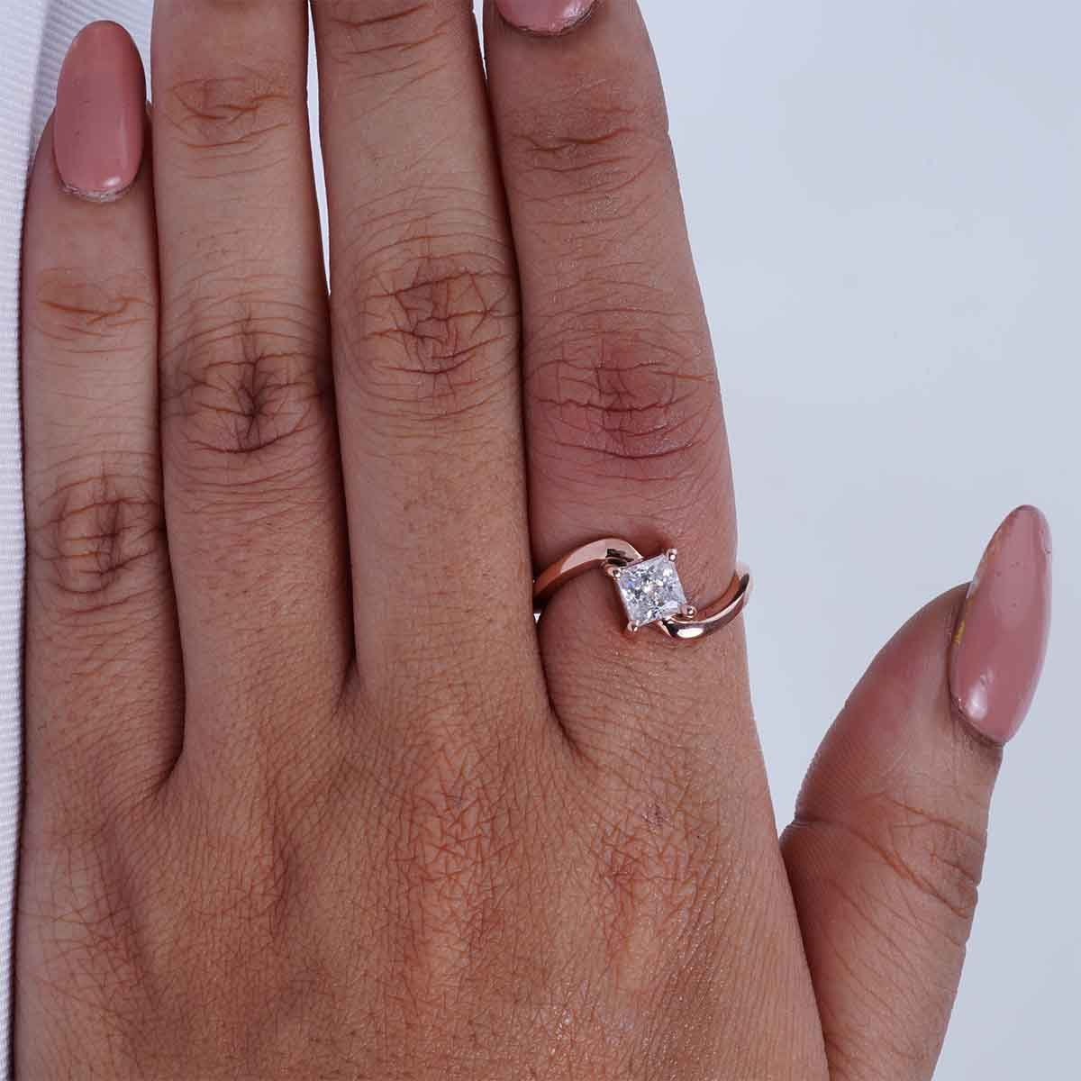 Twisted Engagement Ring Princess Cut Solitaire AAA CZ Diamond