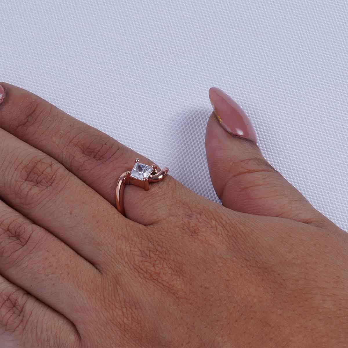 Twisted Engagement Ring Princess Cut Solitaire AAA CZ Diamond
