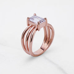 Emerald Cut Solitaire 2CT Moissanite Multi Layer Wedding Ring