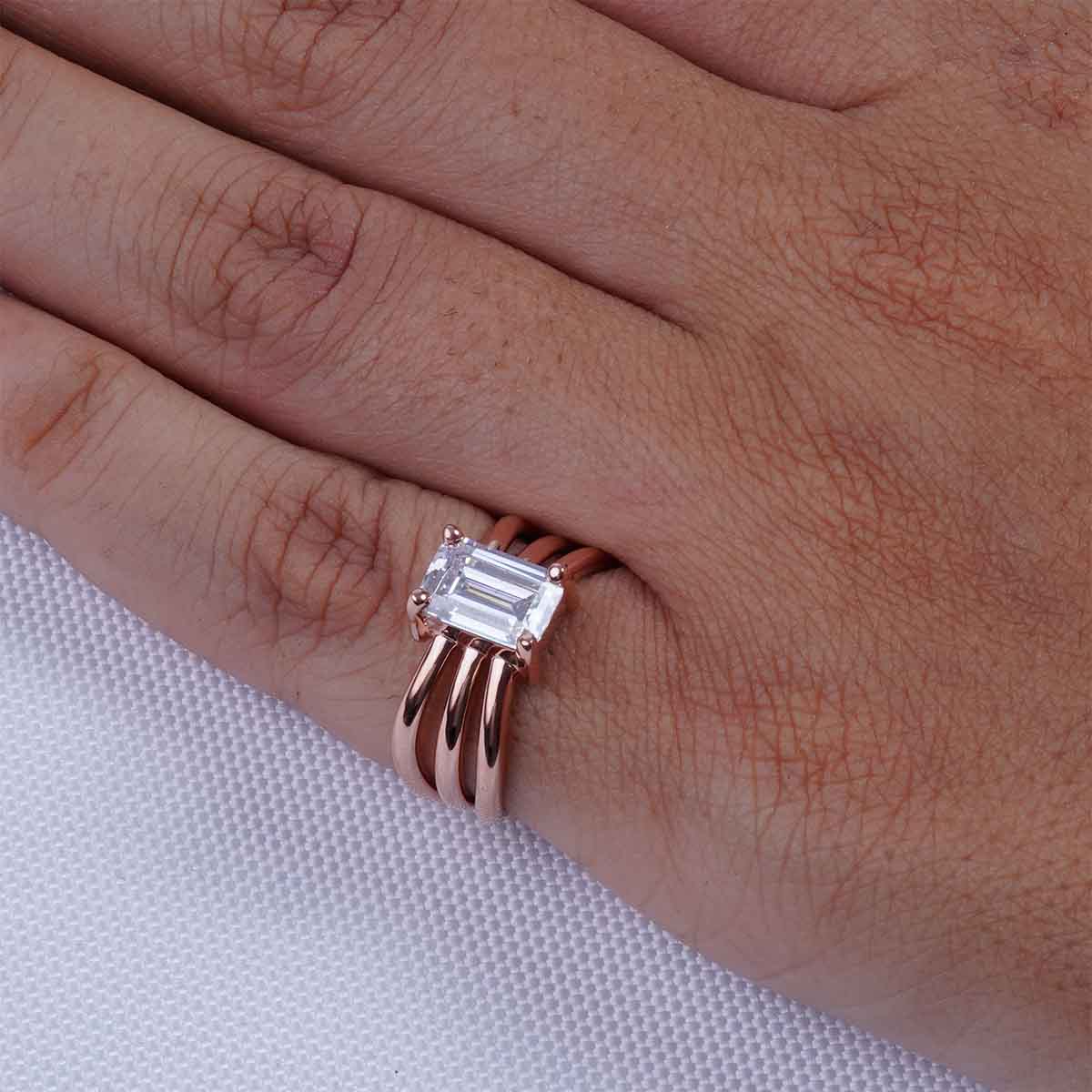 Emerald Cut Solitaire Diamond Ring Engagement Promise Proposal Wedding Anniversary Gift