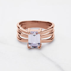 Emerald Cut Solitaire 2CT Moissanite Multi Layer Wedding Ring