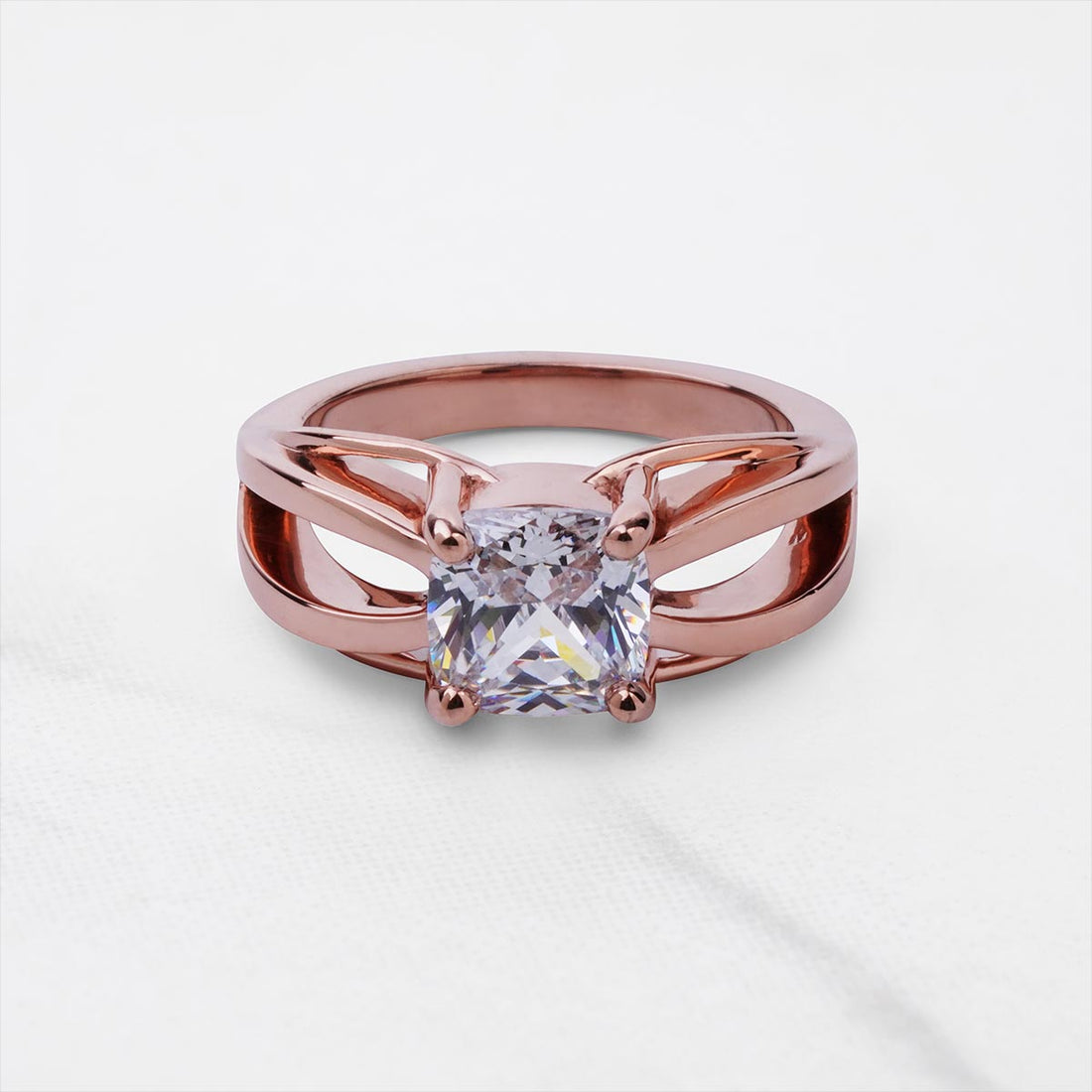 2Carat Cushion Cut Moissanite Solitaire Infinity Engagement Ring