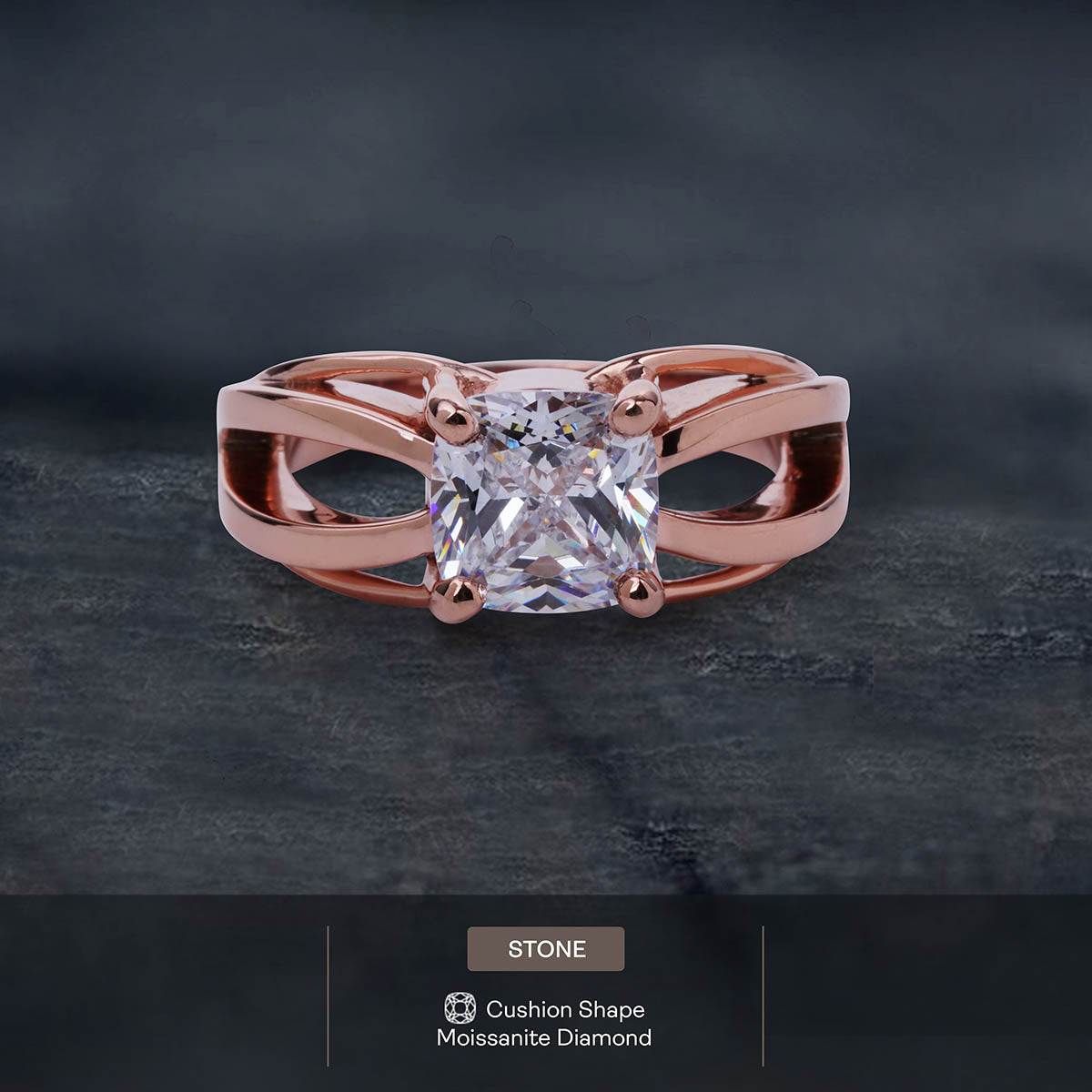 2Carat Cushion Cut Moissanite Solitaire Infinity Engagement Ring