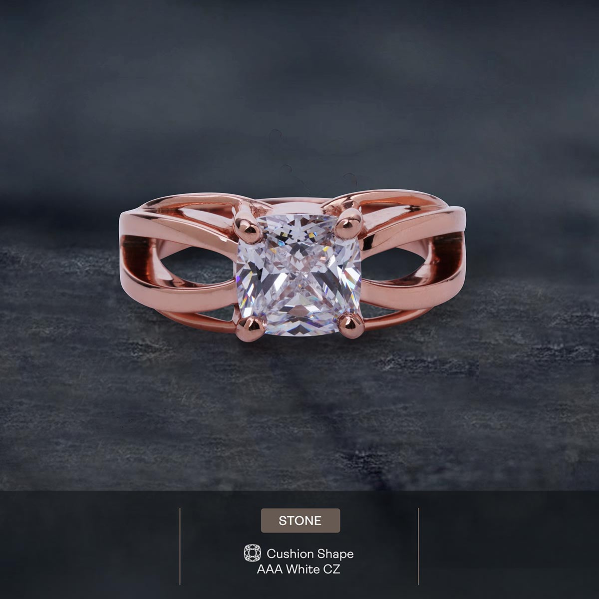 2CT Solitaire Cushion Cut AAA CZ Diamond Infinity Promise Ring