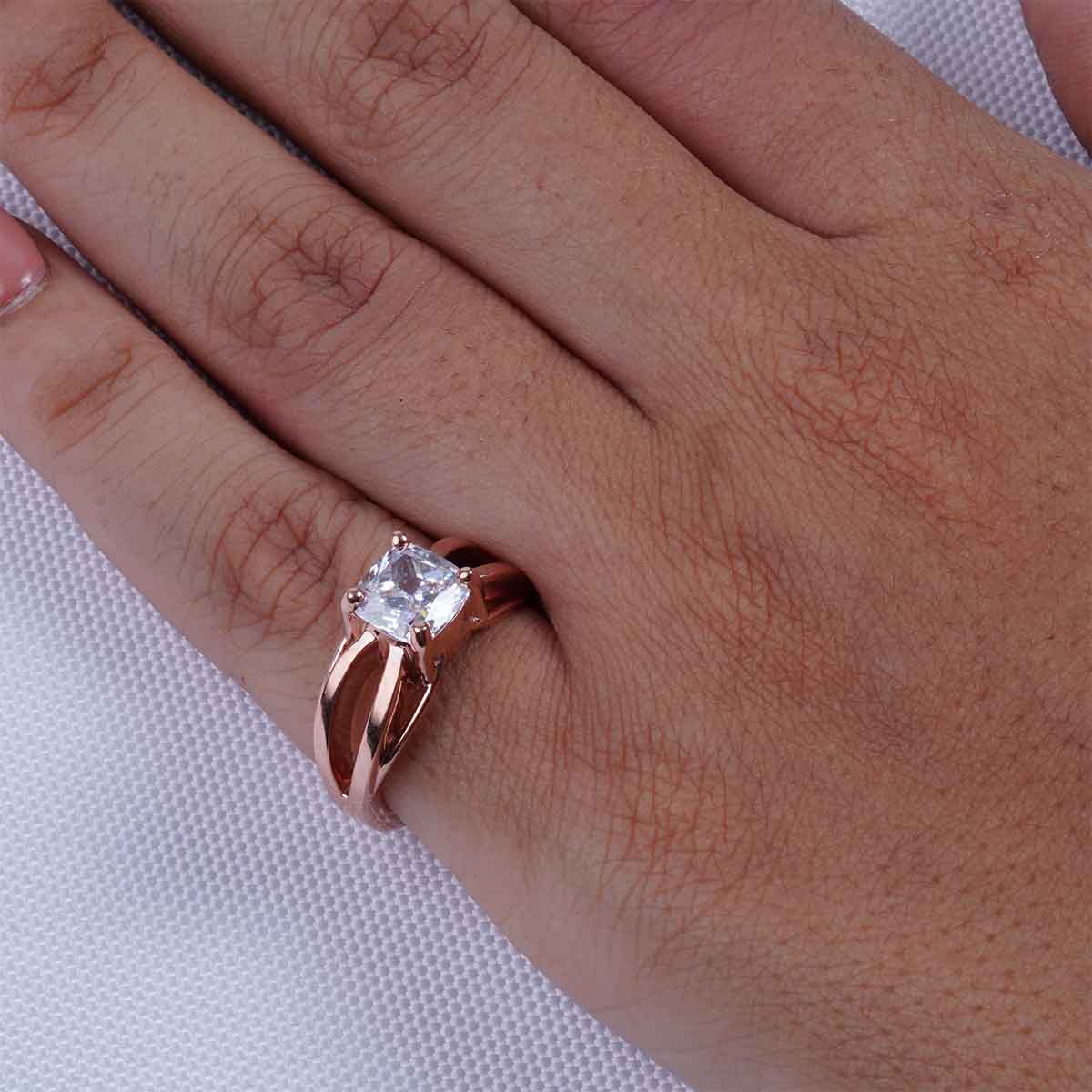2CT Solitaire Cushion Cut AAA CZ Diamond Infinity Promise Engagement Wedding Ring
