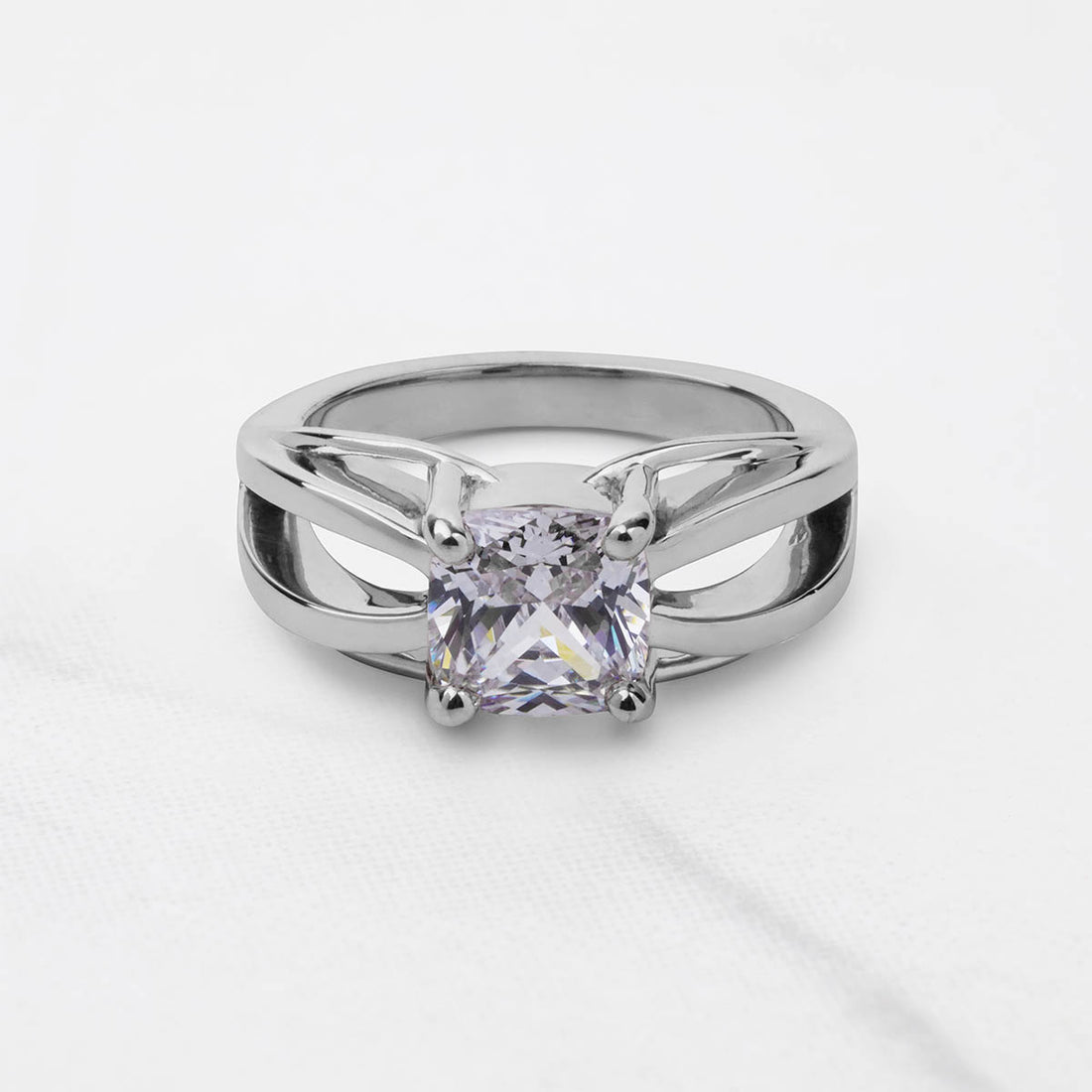 2Carat Cushion Cut Moissanite Solitaire Infinity Engagement Ring