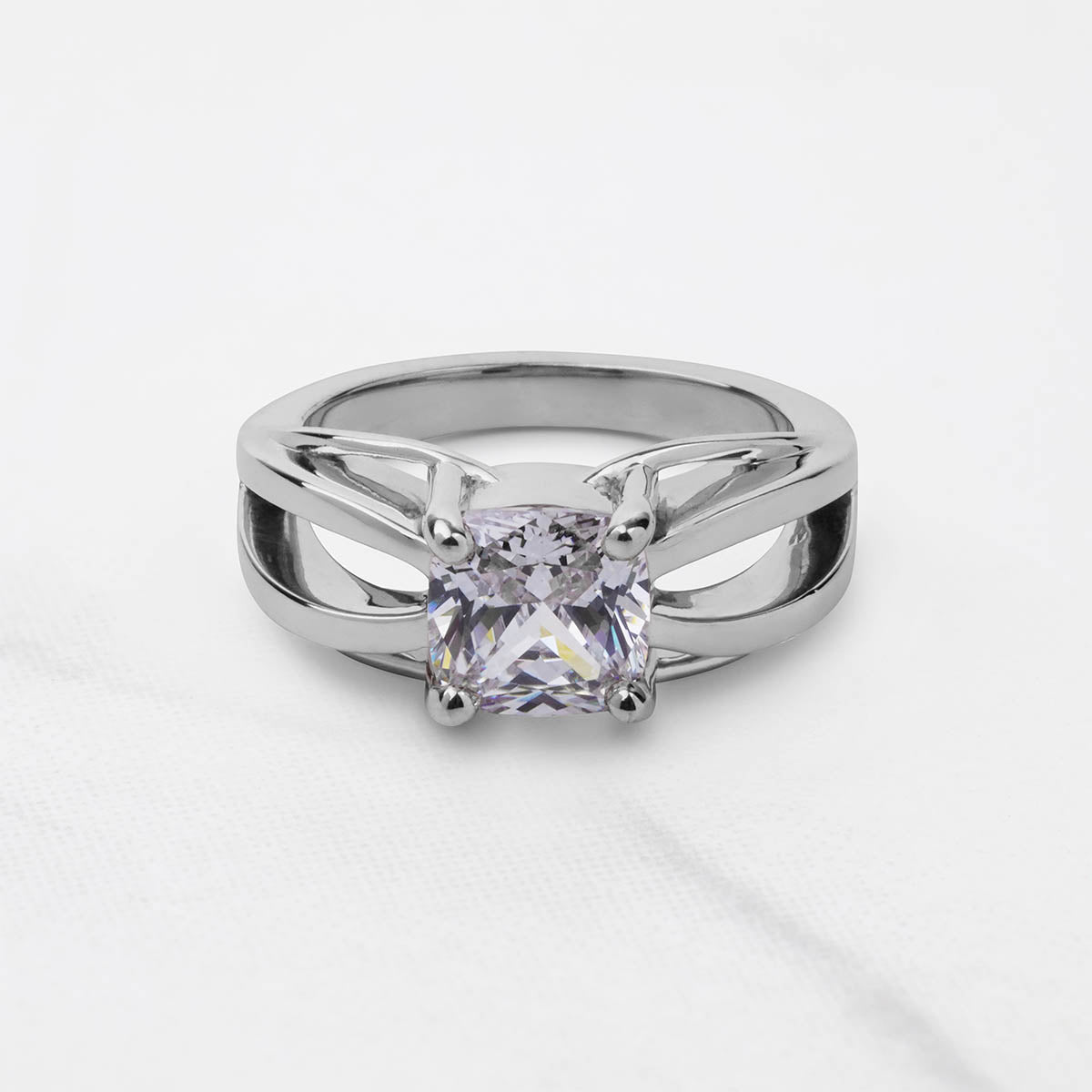 2Carat Cushion Cut Moissanite Solitaire Infinity Engagement Ring
