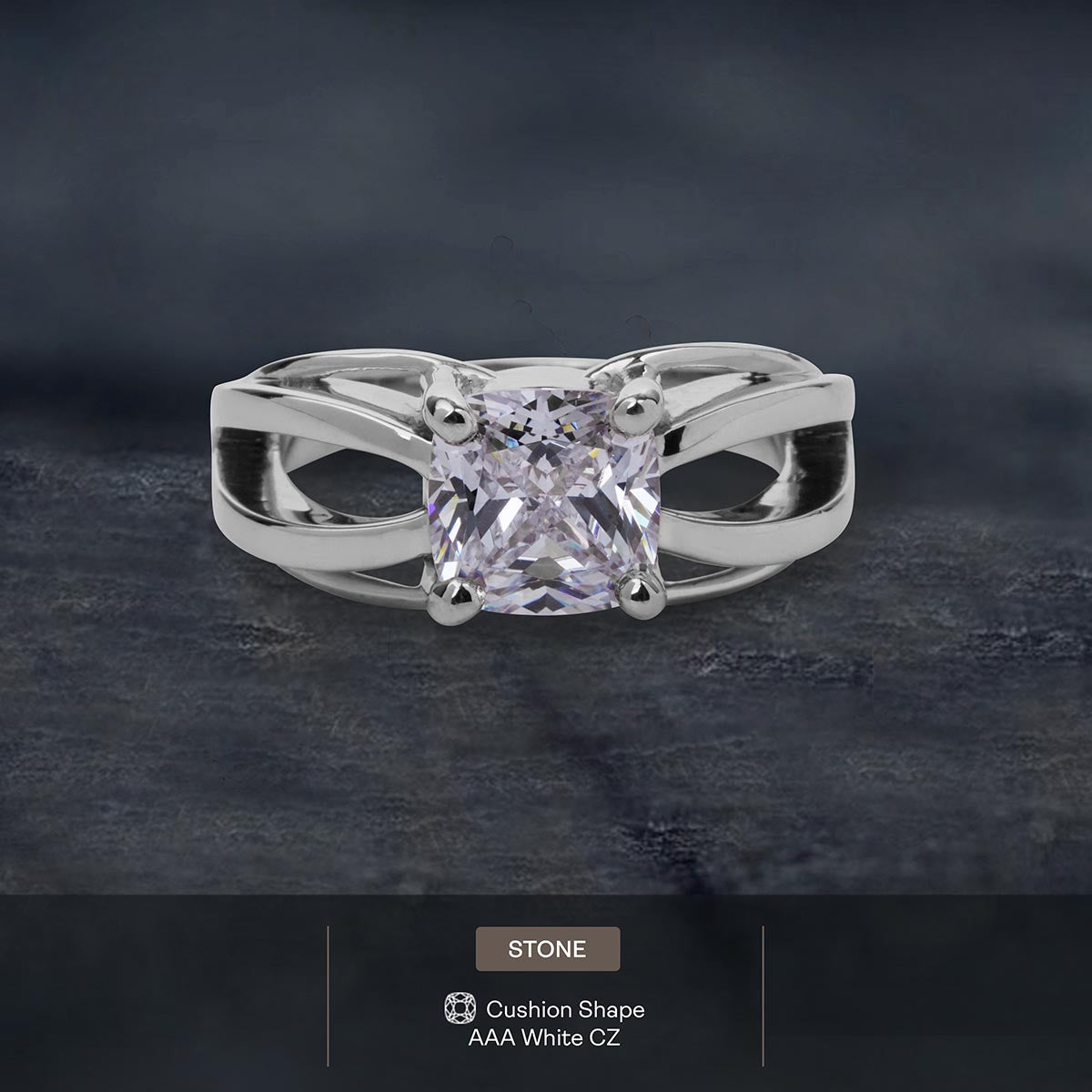 2CT Solitaire Cushion Cut AAA CZ Diamond Infinity Promise Ring