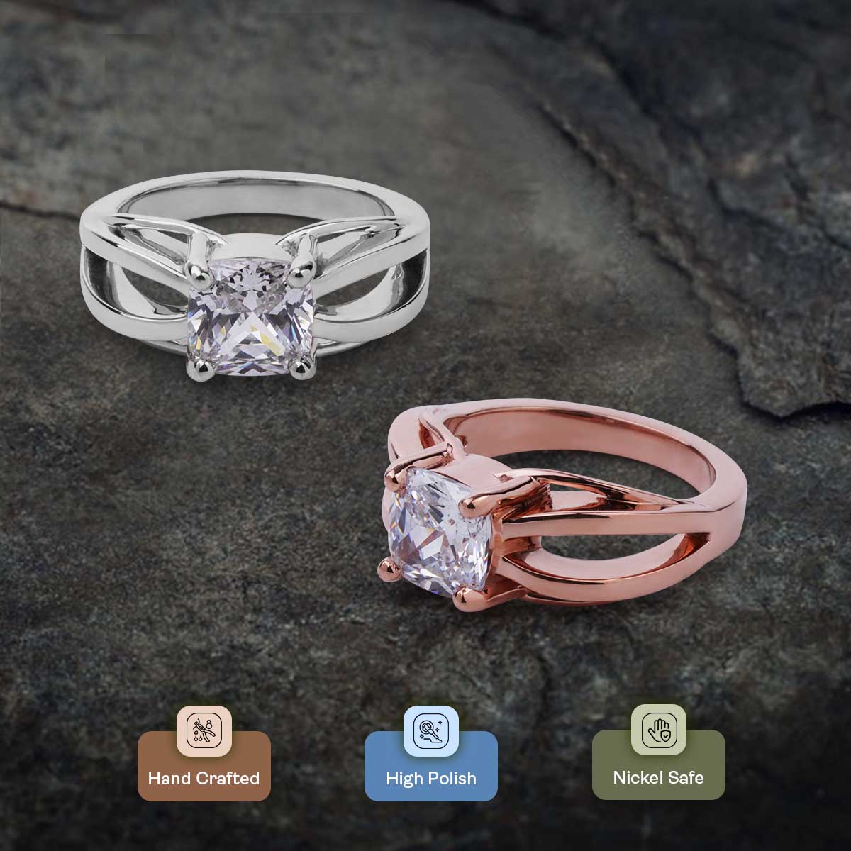 2Carat Cushion Cut Moissanite Solitaire Infinity Engagement Ring