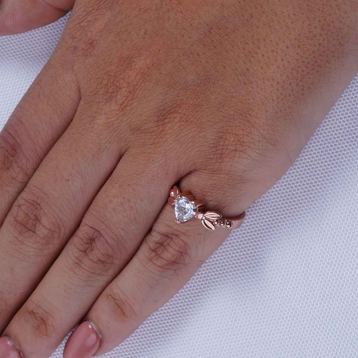 Heart Diamond Promise Ring Art Nouveau Engagement Rings