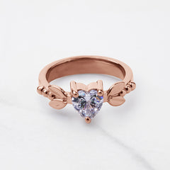 Solitaire Heart Moissanite Ring Art Nouveau Engagement Rings