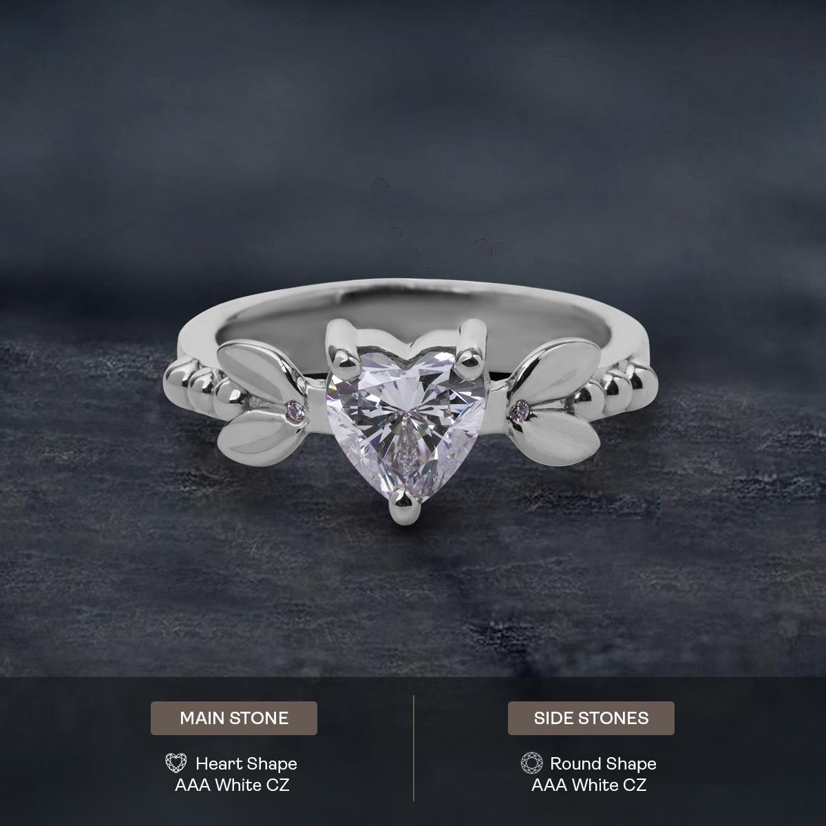 Heart Diamond Promise Ring Art Nouveau Engagement Rings
