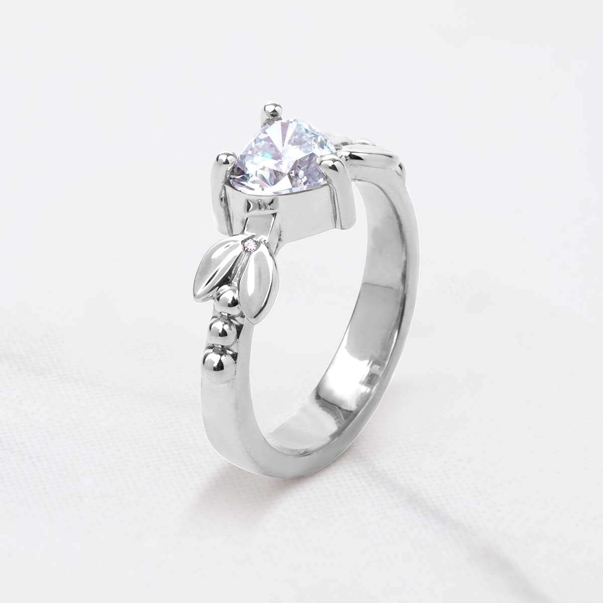 Solitaire Heart Moissanite Ring Art Nouveau Engagement Promise Wedding Rings White Rose Gold